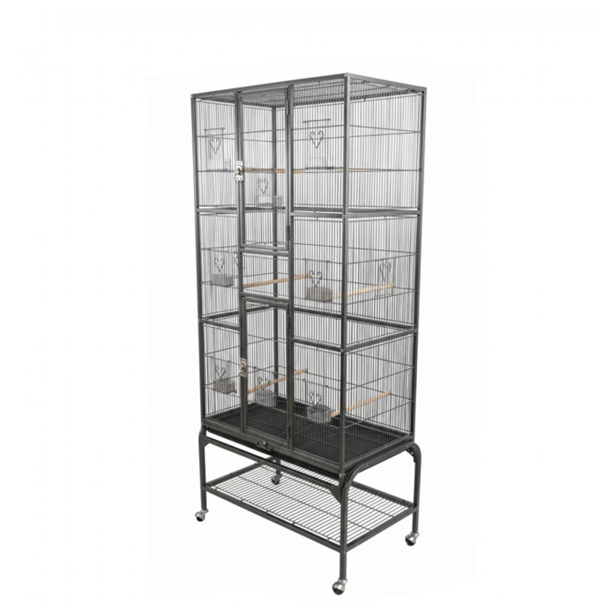 Extra Large Black Wrought Iron Bird Cage with Rolling Stand, 177 cm ...